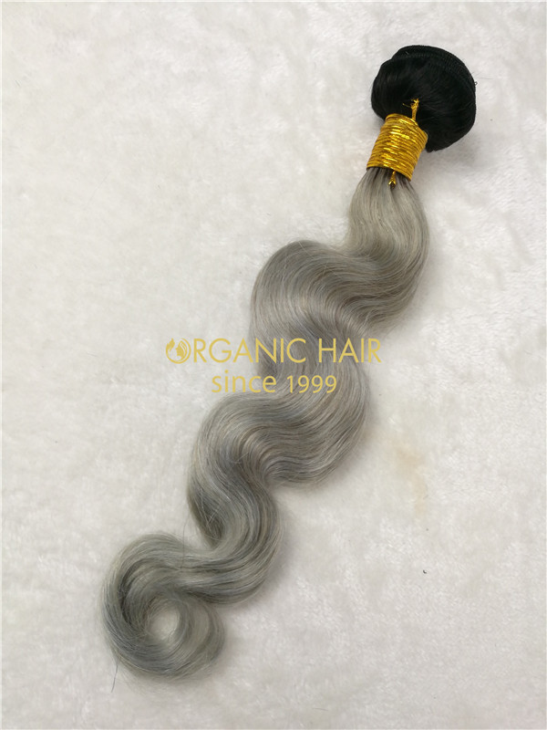 Wholesale colored virgin hair extensions weaves 1B/Gray X32